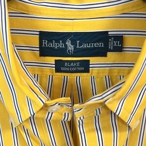 Ralph Lauren Shirt Blake Button Down yellow white blue long sleeves XL Blue Pony